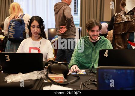 Bristol, UK. 04th Feb, 2023. Participants are seen playing games during the event. The South West's No.1 Anime Con is held at Mercure Grand Hotel from 4th to 5th February. Participants can play video games, watch stage performances, and shop from Japanese Exhibitors. Credit: SOPA Images Limited/Alamy Live News Stock Photo
