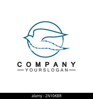 Line art bird logo vector illustration design  minimalist bird icon symbol Stock Vector