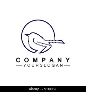 Line art bird logo vector illustration design  minimalist bird icon symbol Stock Vector