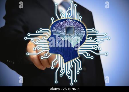 Future business concept using artificial intelligence technology Stock Photo