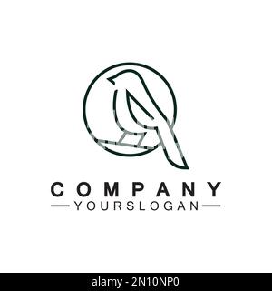 Line art bird logo vector illustration design  minimalist bird icon symbol Stock Vector