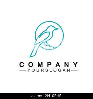 Line art bird logo vector illustration design  minimalist bird icon symbol Stock Vector