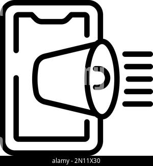 Smartphone alarm icon outline vector. Air raid. Alert siren Stock Vector