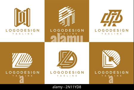 D M DM D L DL logo design template set. Modern DL DM letter initial logo vector. Stock Vector