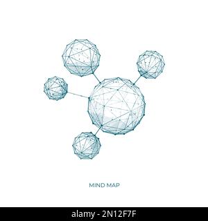 Mind Map icon. Low poly wireframe Stock Vector