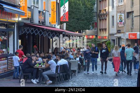 Restaurants, Pontstrasse, Aachen, North Rhine-Westphalia, Germany, Europe Stock Photo