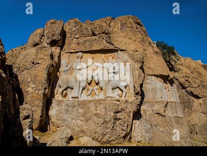 Relief of Ardashir I the Great, Naqsh-e Rostam, Rock Tombs of the Great Kings, Naqsh-e Rostam, Iran, Asia Stock Photo