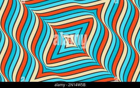 Optic art illustration of colored squares. The geometric background by stripes. 3d vector pattern for brochure, annual report, magazine, poster, prese Stock Vector