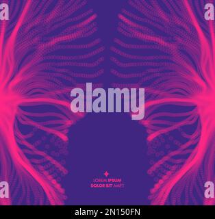 Abstract science or technology background. Graphic design. Network illustration with particle. 3D grid surface. Stock Vector