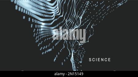 Abstract background with dynamic particles. Circular grid pattern. 3d vector illustration for business, science or technology. Stock Vector