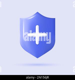 3d medical shield icon. Protect and safety concept. Realistic medical logo. Healthcare element for mobile concepts and web apps. Modern vector Stock Vector
