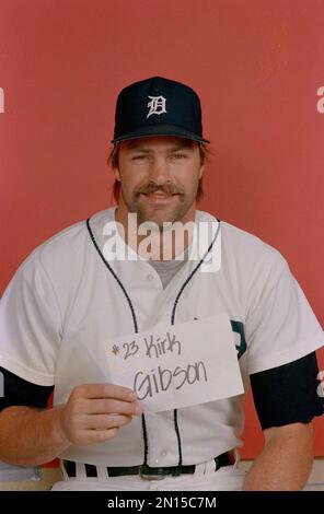 Detroit Tigers outfielder Kirk Gibson (right) with his fiancée, Joann  Sklarski of Dearborn, Mich., at a party earlier in January of 1985. Dave  Rozema, left, came with his financee, Sandy Sklarski, Joann's