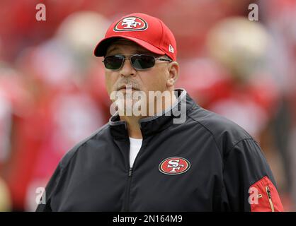 SANTA CLARA, CA - OCTOBER 18: San Francisco 49ers Tight End Ross Dwelley (82)  rests during warmup