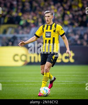 Dortmund, Germany. 4th Feb, 2023.  Nico Schlotterbeck (BVB) Borussia Dortmund - SC Freiburg Bundesliga 04.02.2023  Copyright (nur für journalistische Stock Photo