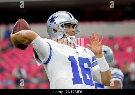 Dallas Cowboys quarterback Matt Cassel (16) looks to hand-off the ball in  first quarter action against the Washington Redskins at FedEx Field in  Landover, Maryland on Monday, December 7, 2015. Credit: Ron