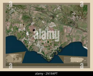 Santa Isabel, municipality of Puerto Rico. High resolution satellite map. Corner auxiliary location maps Stock Photo