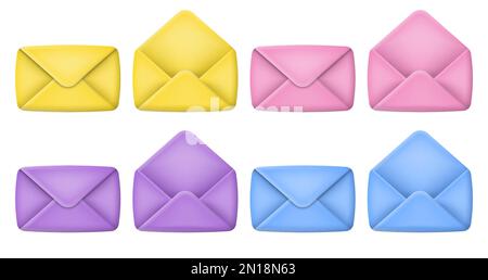 3d mail envelope icon set. Vector illustration. Eps 10. Stock Vector