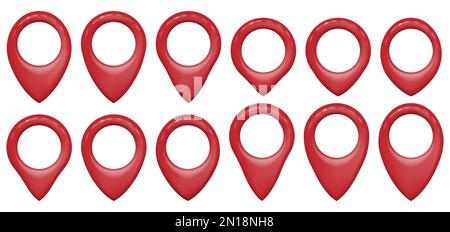 Set of realistic 3d mark location. Locate pin gps map. Vector illustration. Eps 10. Stock Vector