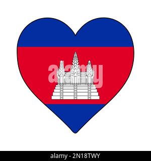 Cambodia Heart Shape Flag. Love Cambodia. Visit Cambodia. ASEAN. Asia. Vector Illustration Graphic Design. Stock Vector