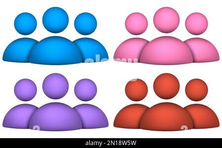 Set of multicolored human personal symbols. 3d realistic icon set. Vector illustration. Eps 10. Stock Vector
