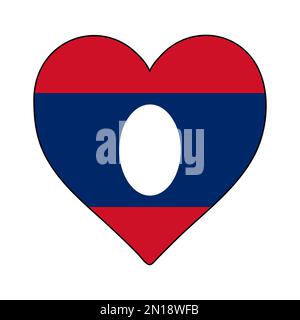 Laos Heart Shape Flag. Love Laos. Visit Laos. ASEAN. Asia. Vector Illustration Graphic Design. Stock Vector