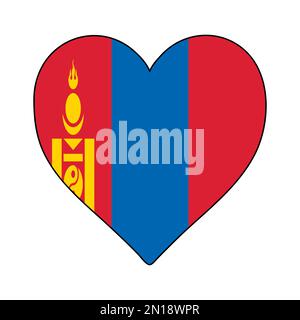 Mongolia Heart Shape Flag. Love Mongolia. Visit Mongolia. Asia. Vector Illustration Graphic Design. Stock Vector