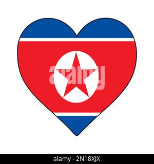 North Korea Heart Shape Flag. Love North Korea. Visit North Korea. Asia. Korea. Vector Illustration Graphic Design. Stock Vector