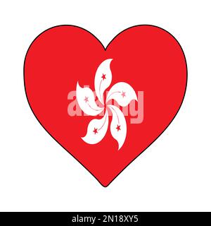 Hong Kong Heart Shape Flag. Love Hong Kong. Visit Hong Kong. China. Asia. Vector Illustration Graphic Design. Stock Vector