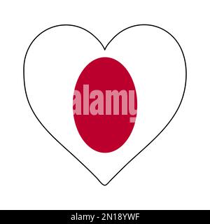 Japan Heart Shape Flag. Love Japan. Visit Japan. Asia. Vector Illustration Graphic Design. Stock Vector