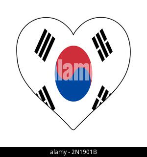 South Korea Heart Shape Flag. Love South Korea. Visit South Korea. Asia. Korea. Vector Illustration Graphic Design. Stock Vector
