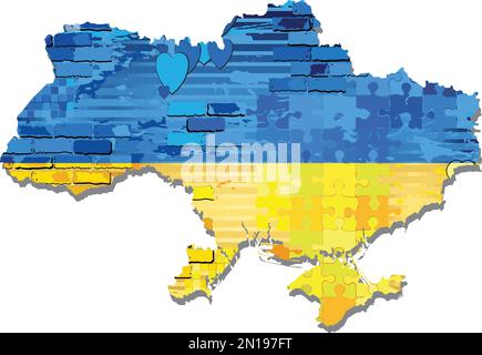 Grunge Abstract Map of the Ukraine - Illustration,  Shiny mosaic vector Stock Vector
