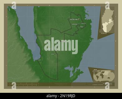 Ar Rayyan, municipality of Qatar. Colored elevation map with lakes and ...