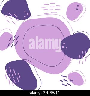 Background texture, Frame of abstract shapes in trendy shades of delicate lilac and blueberry color. Copyspace. Isolate. Good for poster, banner, brochure, advertising or web or wrapping, label. EPS Stock Vector