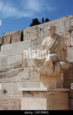 Ancient Statue of Menander at Acropolis, Athens, Greece Stock Photo