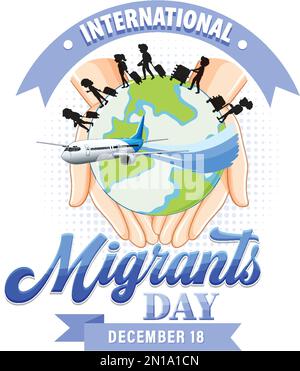 International Migrants Day Logo Icon with Man and Woman Stock Vector ...