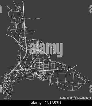 Street roads map of the LÜNEMOORFELD DISTRICT, LÜNEBURG Stock Vector