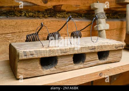 One Old Dirty Wood Mouse Trap Stock Photo 2043474320