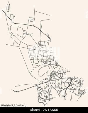 Street roads map of the WESTSTADT DISTRICT, GÖTTINGEN Stock Vector