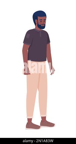 Bearded guy in casual outfit with mobile phone semi flat color vector character Stock Vector