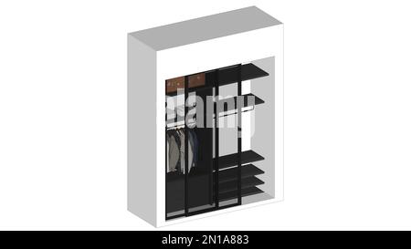 3D Concept Closet, rendered elevation/perspective/plan view, Vector, Colorful illustration Stock Photo