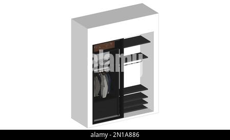 3D Concept Closet, rendered elevation/perspective/plan view, Vector, Colorful illustration Stock Photo
