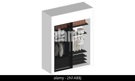 3D Concept Closet, rendered elevation/perspective/plan view, Vector, Colorful illustration Stock Photo