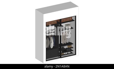 3D Concept Closet, rendered elevation/perspective/plan view, Vector, Colorful illustration Stock Photo