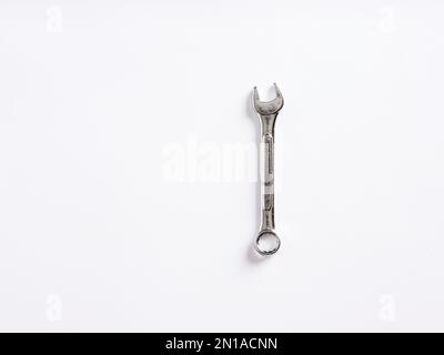 Wrench or spanner on white background with copy space. Stock Photo