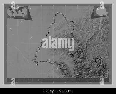Bihor, county of Romania. Grayscale elevation map with lakes and rivers ...