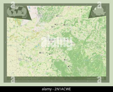 Bihor, county of Romania. Open Street Map. Locations of major cities of ...