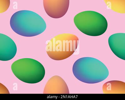 Colored eggs seamless pattern. Easter colorful eggs with pastel gradient colors. Christ is risen, Happy Easter. Design for greeting card, banners and Stock Vector
