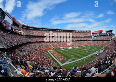 A general overall interior view of FirstEnergy Stadium during an NFL  football game between the Cleveland Browns and the New England Patriots,  Sunday, Oct. 16, 2022, in Cleveland. (AP Photo/Kirk Irwin Stock