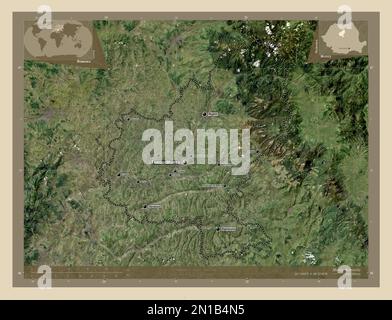 Ludus Map Mures, county of Romania. High resolution satellite map. Locations of ...