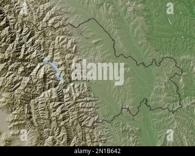 Neamt, county of Romania. Elevation map colored in wiki style with lakes and rivers Stock Photo